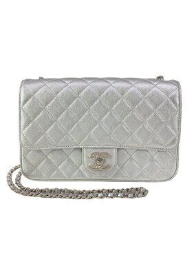 Chanel Shoulder Bag Single Flap Quilted Silver Chain